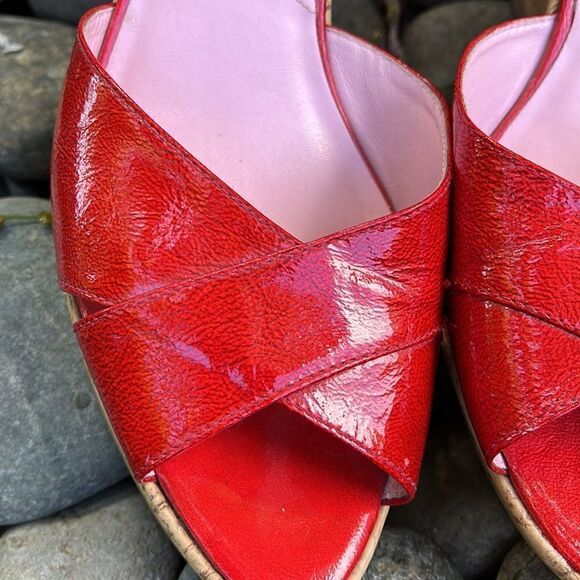 VIA SPIGA dark red open toed wedge sandals  Size 9 - Picture 6 of 6